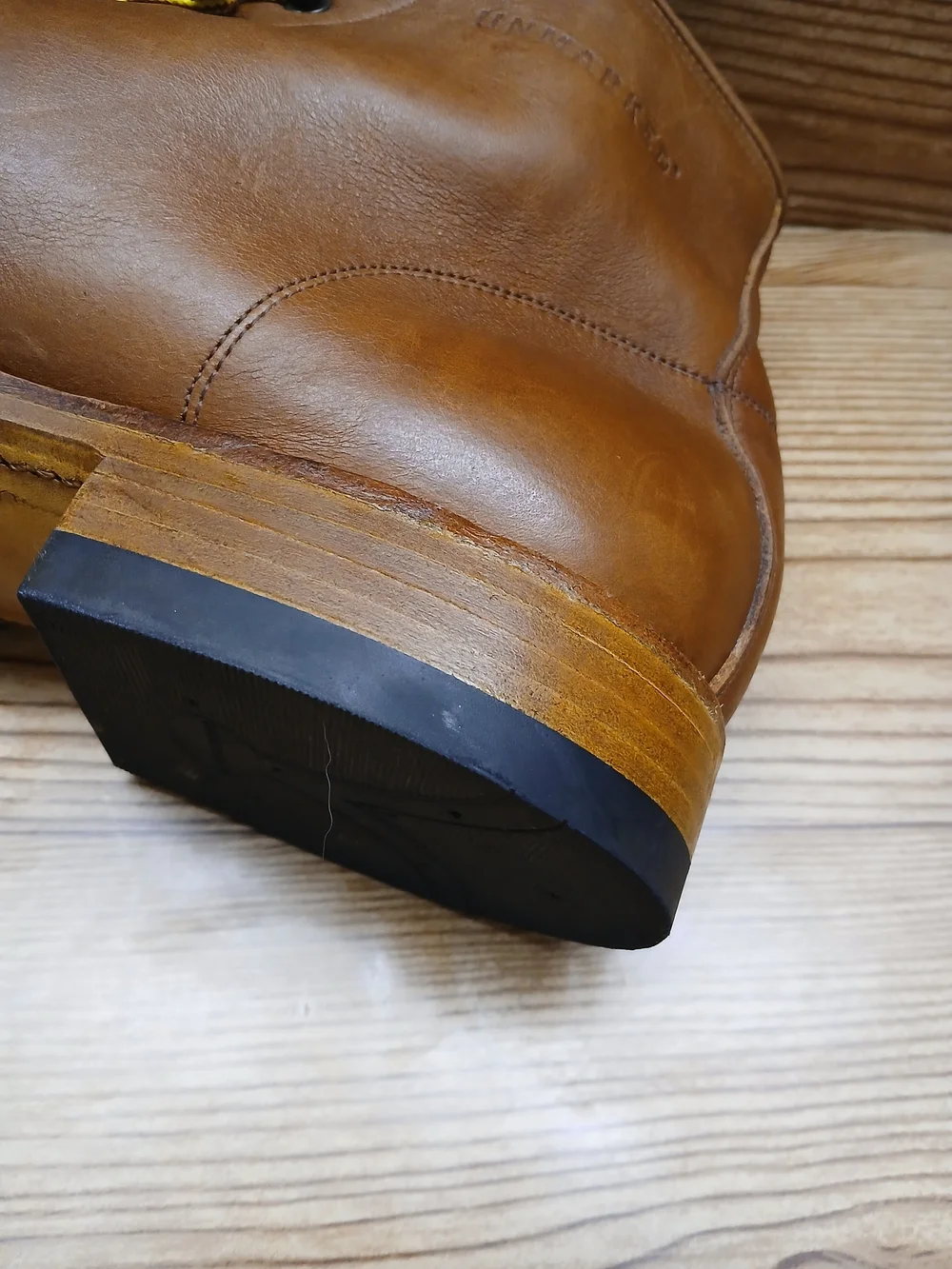 Unmarked Goodyear Leather Welt Lace-Up Boots with Yellow Accents Size 12